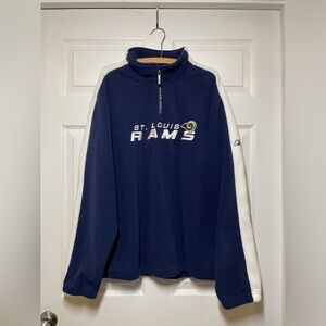 NFL Reebok St. Louis Rams Mens Large Sweatshirt Fleece Quarter Zip Long Sleeve